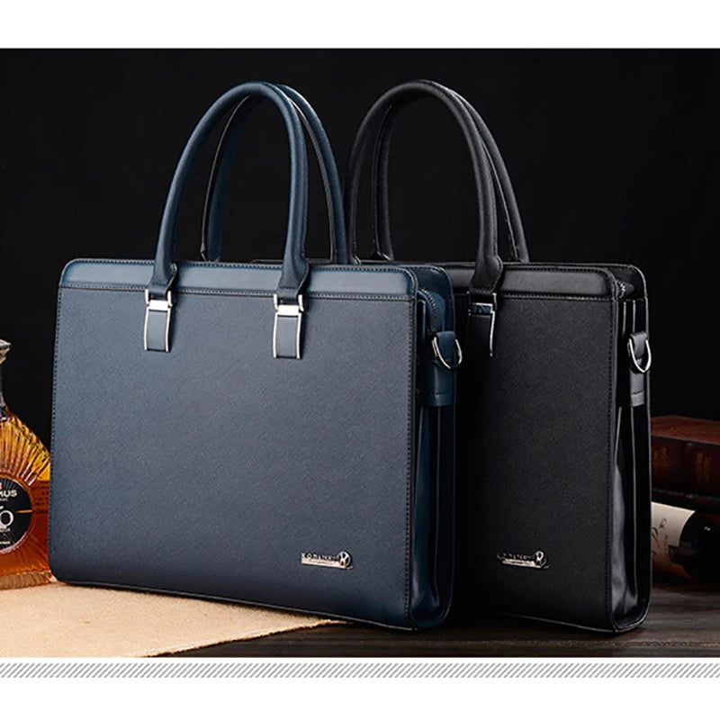 Men PU Leather Briefcases Polyester Shoulder Bag /Crossbody Strap-Handle /A4 Paper/For Tablets/Colors-Black/Blue