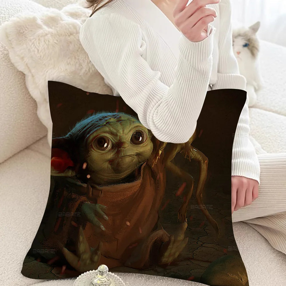 Printed B-Baby-Yoda S Throw Pillowcase Covers/Colors-Multicolor/Blue/Brown/Green