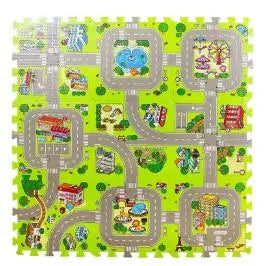 9 PCS Set Newborn Babies-Preschooler Soft Multicolor Road Game Splice Sound-Moisture Proof EVA Foam Anti-Slip Interlock Foam Playmats/Ages: Newborn 0-3 Years + Older/Colors-Green/Multicolor/Geometric/Free Splicing Combinations