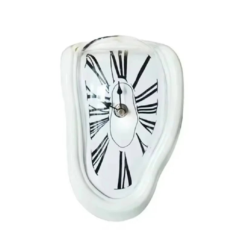 Salvadoran Dali Chrome Acrylic Roman Numeral Numbers Cartoon Distorted Plastic Silent Melting Wall Clocks/Colors-Gold/Black/Silver/White
