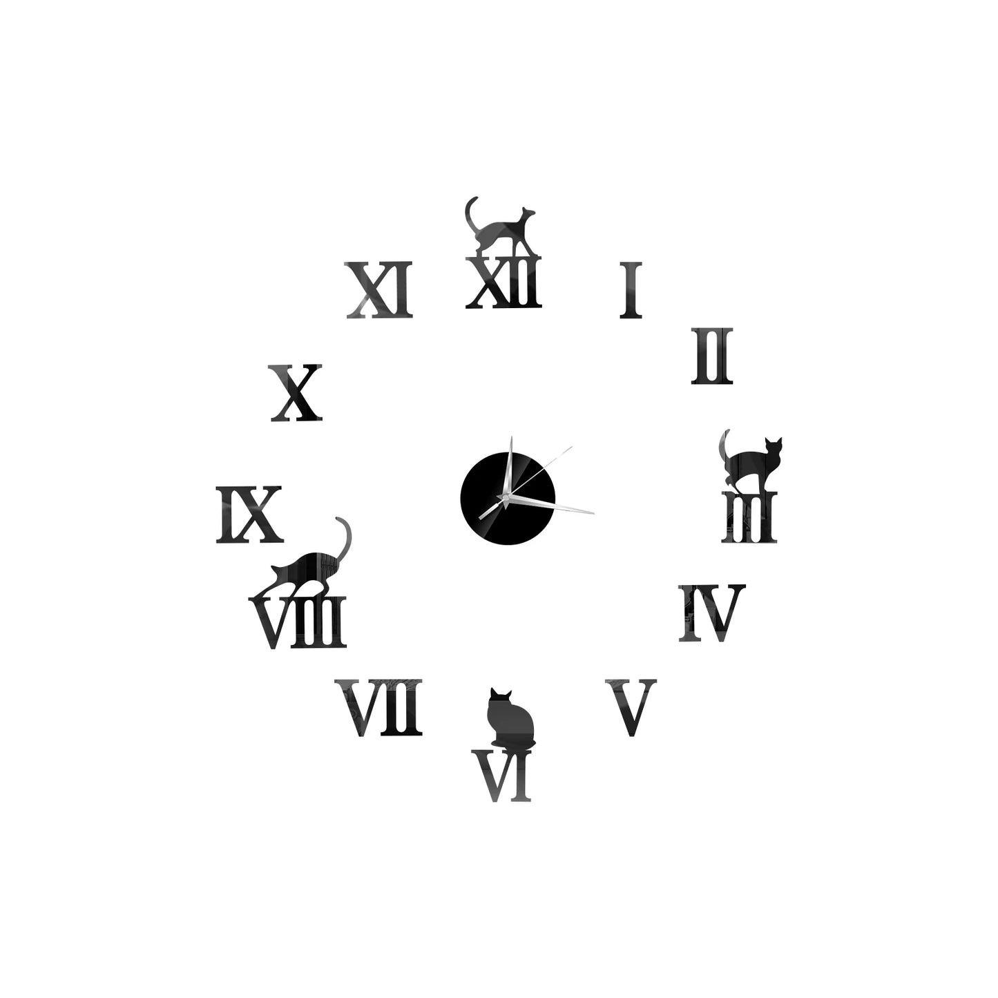 Self-Adhesive Waterproof Vapor-Proof Non-Toxic Safe Acrylic 3D Mirror Wall Clock Decals/Colors-Black/Silver/Gold