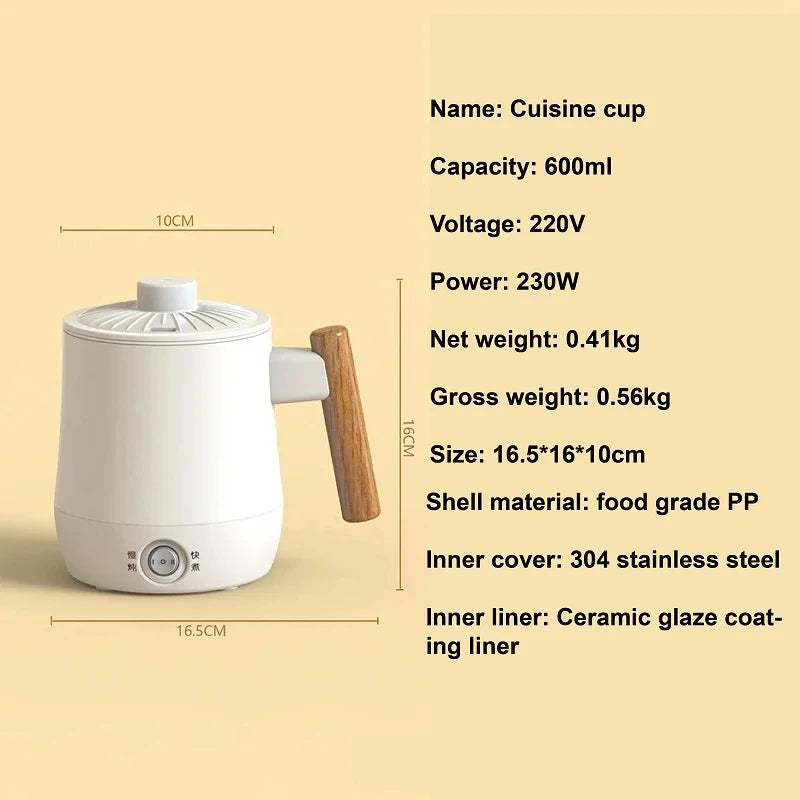 Mini Travel Stainless Steel Electric Ceramic Aluminum AC-Powered Hot Cups/Colors-White/Yellow/Green/Beige