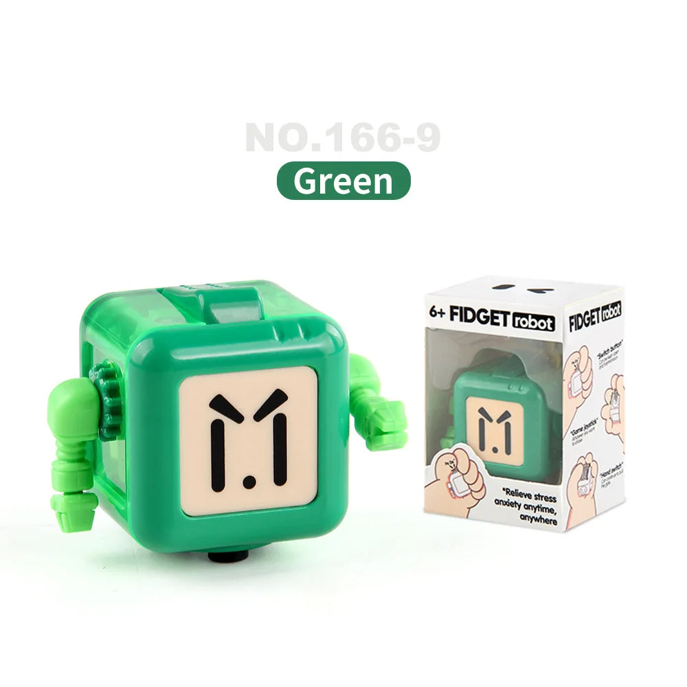 Kids Small Square Shape Handheld Cute Funny Cartoon Facial Expression Robot Anxiety-Stress Relief Smooth Plastic Fidget Toys/Colors-Green/Blue/Orange/Purple/Multicolor/Ages: 6-18 + Years Older