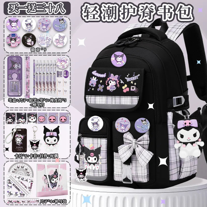 Kids Cute Cinnamon Dog Cartoon Polyester Backpacks /Air Cushion Belt /Reflective Stripe /Nylon/Built-In Compartment/Straps/Handles/Colors-Pink/Purple/Black/Blue/Animal