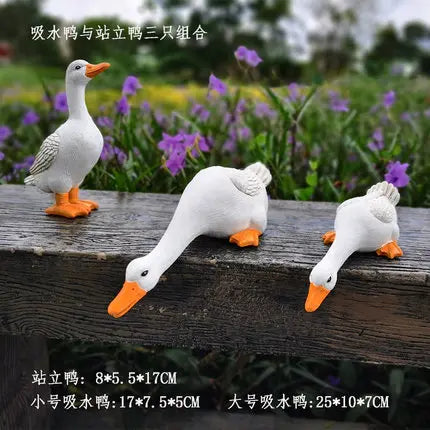 No-EN-Name-Null Outdoor White Realistic Resin White Goose Spraying Water Garden Sculptures/Colors-White/Brown/Yellow/Gray/Green/Black/Animal