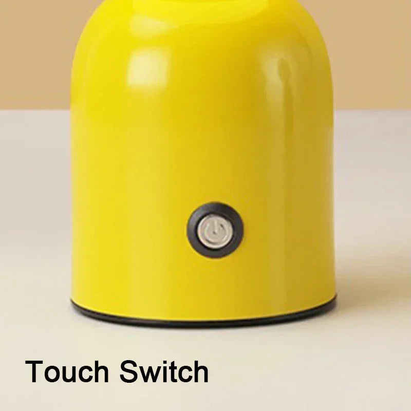 Nordic Iron Shadeless Tri-Color LED Touch Switch Round White Rechargeable Li-Ion Battery Touch Switch Stepless Dimming Table Lamps /Type C Port USB Charging/Colors-Red/Pink/Yellow/Black