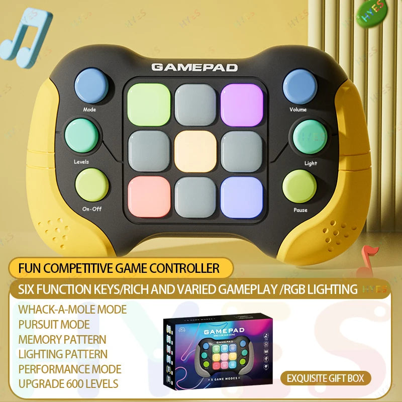 Plastic 999 Levels 7 Colors Addictive Hand-Eye Electronic Memory Fast Silicone Push Button Handheld Gamepad Consoles Interactive Fidget Toys/Ages: 3-18 Years Old Adults/Colors-Black/Yellow/White/Multicolor/Animal