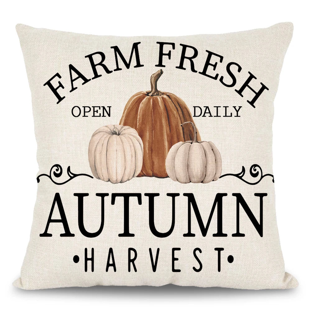 1pc-4pcs Brown Polyester Fall Square Handed-Printed Pumpkin/ Pickup/ Throw Pillows COVERS Set/Without Pillow Core/Sizes : 45cmX45cm 18inchX18inch
