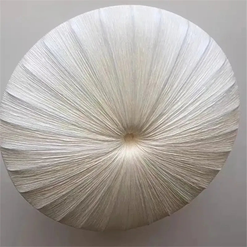 Round Beige Wabi Sabi Fabric Shade LED Ceiling Light Iron Fixtures