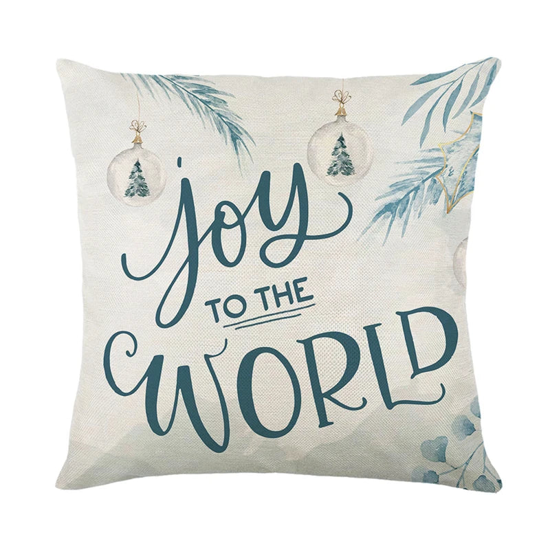 4 PCS Set Christmas Linen Snowman-Elk-Yarn Mittens-Christmas Tree-Wreath Plaid Throw Pillows/Colors-White/Red/Gray/Plaid