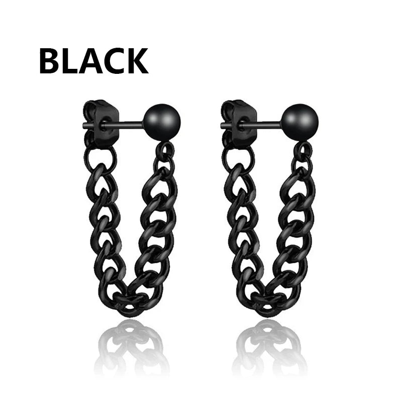 Unisex Metal Stainless Steel Imitation Black Studded Punk Earrings
