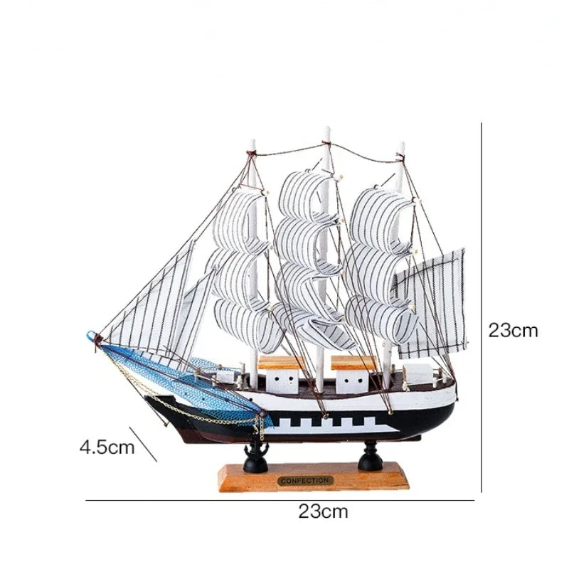 Wood/Fabric Nautical Sailboat Models/Colors-White/Black/Blue