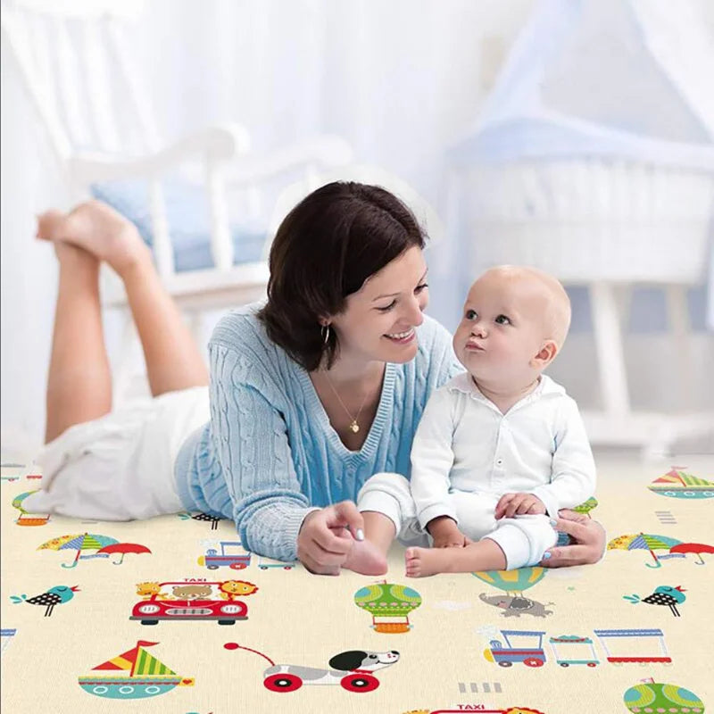Baby Folding Mat, Large Tummy Time Folding Baby Crawling Mat Outdoor or Indoor Use, Portable Cute Double Sides Crawling Mats