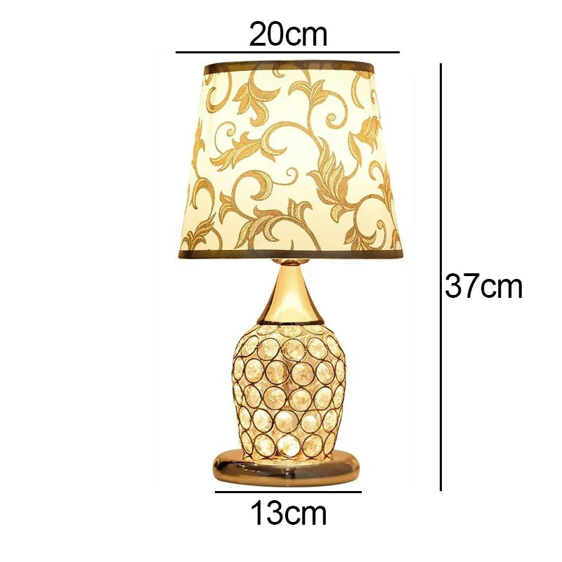 Modern Plastic Warm White LED European-Style Crystal Floral Fabric Shade Direction Up-Down Table Lamps/Colors-Yellow/Floral