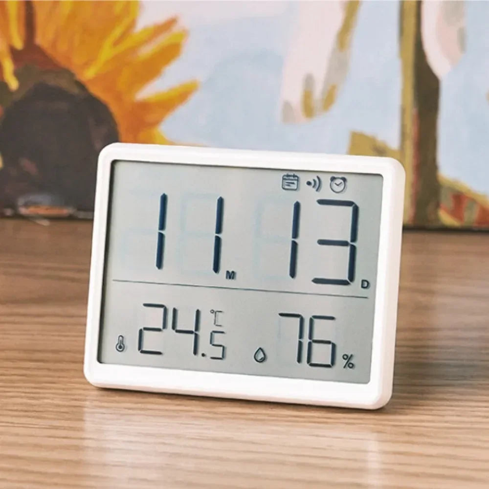 Xiaomi Automatic Rectangle Indoor Sensor Clock Multifunction Thermometer-Hygrometric Electronic Temperature-Humidity Levels Wall Monitor Clocks/Colors-White/Black