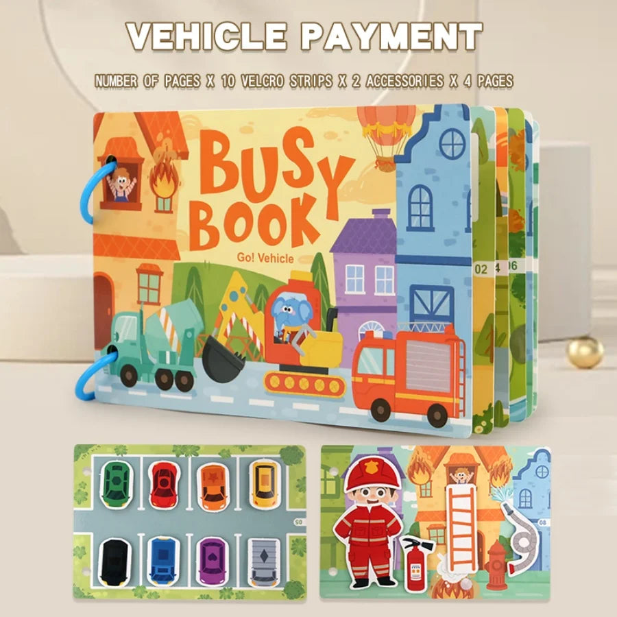 Parent-Child Interaction 3 Rings Early Education Cardboard Paper 6 Themes Quiet Busy Book Brain Development Puzzle Sticker Books/Ages: 3-12 Years Old/ Colors-Multicolor/Blue/Animals