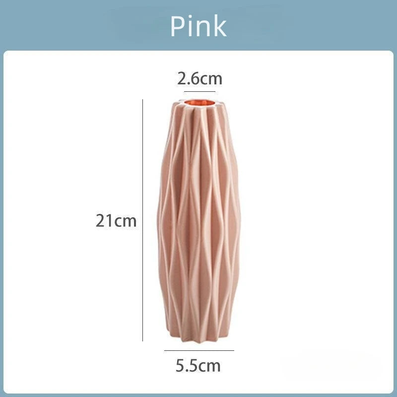 Round Tall Imitation Ceramic Diamond Plastic Vases/Colors-White/Pink/Green