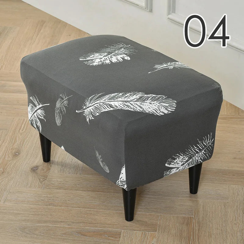 Rectangle Shaped Polyester Elastic Spandex Stretch Ottoman Slipcovers/Colors-Multicolor/Red/Floral/Black/Orange/Beige/Gray