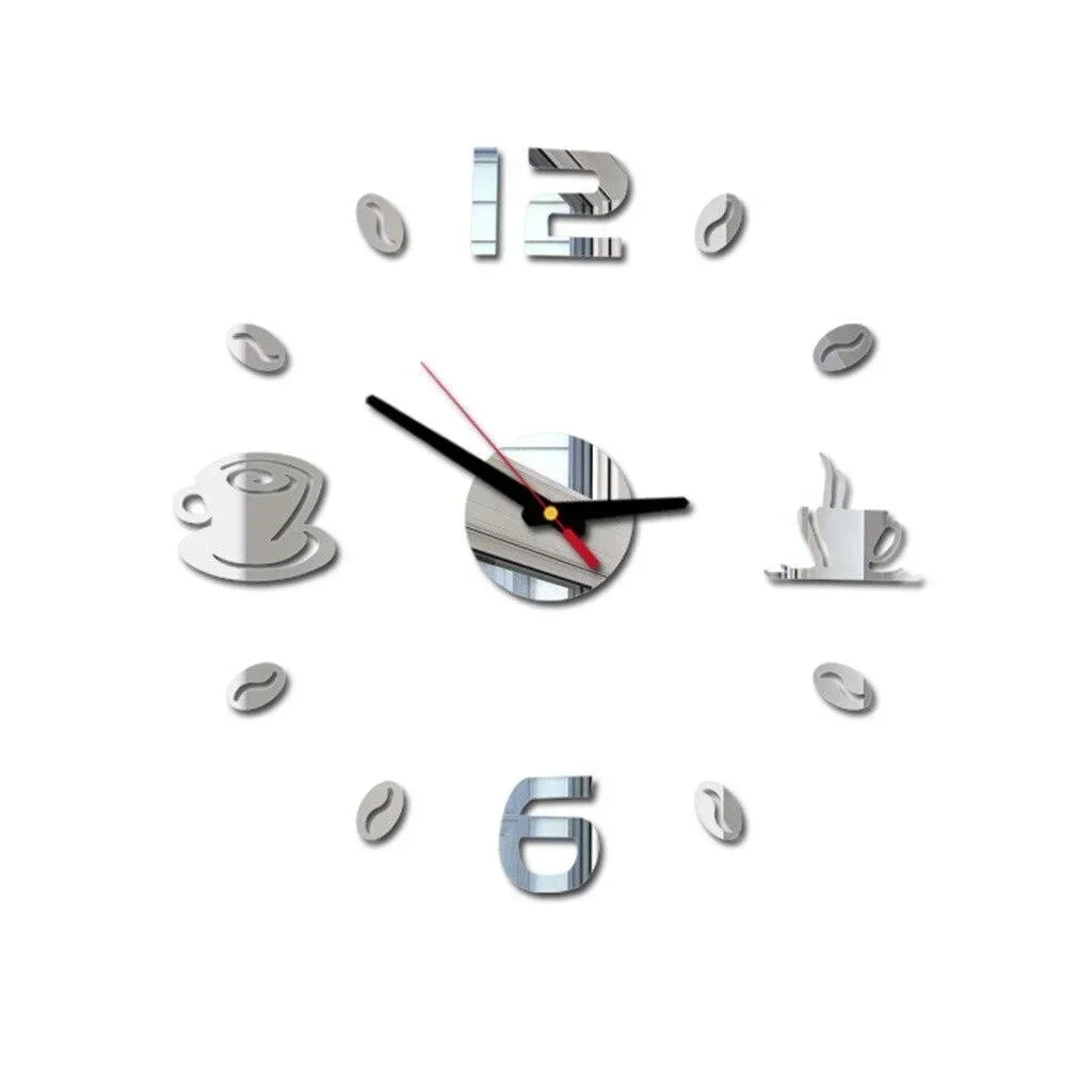 Digital Circular Acrylic PS Glass Wall Clock Stickers/Colors-Red/ Black/Silver/Yellow