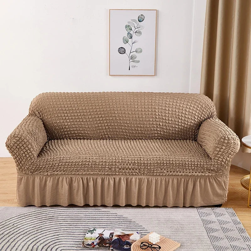 1-4 Seaters Small-X Large Solid Color Printed Polyester-Spandex Elastic Stretch Sofa L-Shape Slipcovers/Colors-Gray/White/Beige/Brown/Pink/Red