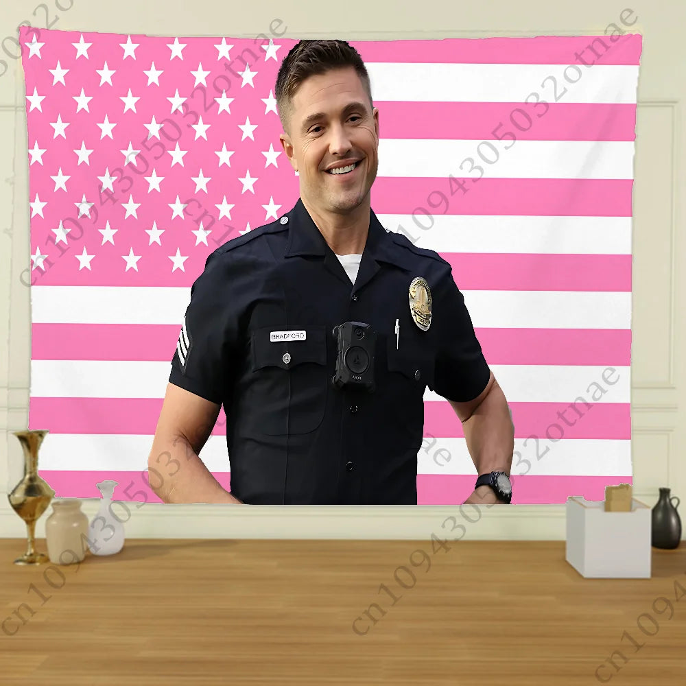 Rectangle Polyester Printed Traveling Rookie Tim Bradford America Flag Wall Hanging Tapestries/Colors-Pink/Red/Multicolor