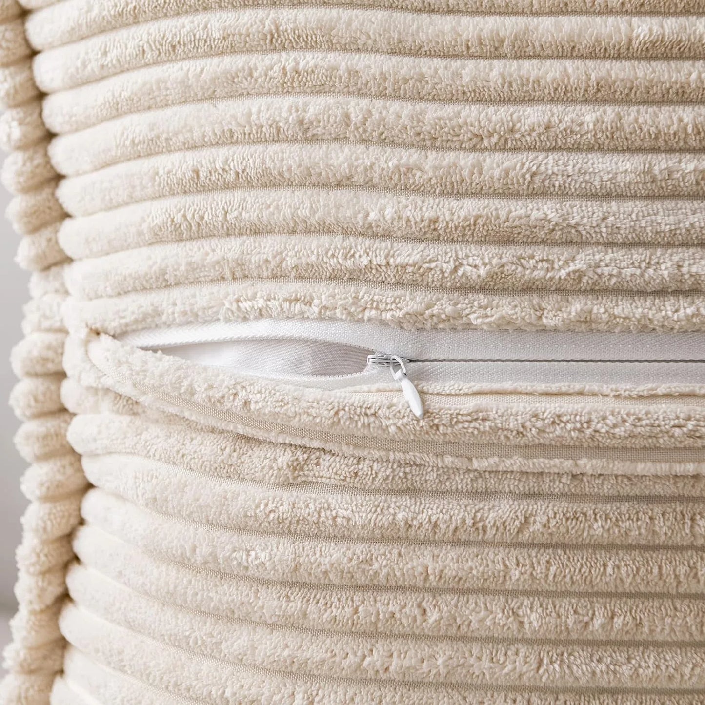 Polyester Corduroy Striped Throw Pillows COVERS/ Concealed Zipper/Colors-Beige/Green/Cream White/ Light Brown/Orange/Dark Green/ Pink/ Red/Black/Gray/Blue Green