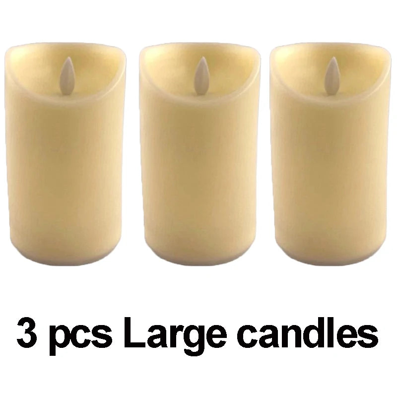 2 PCS Set Plastic Large Ivory Round LED Electronic Wax Warm Glowing Flameless Candles/3-AAA Batteries Not Included/ /Bulbs Not Included