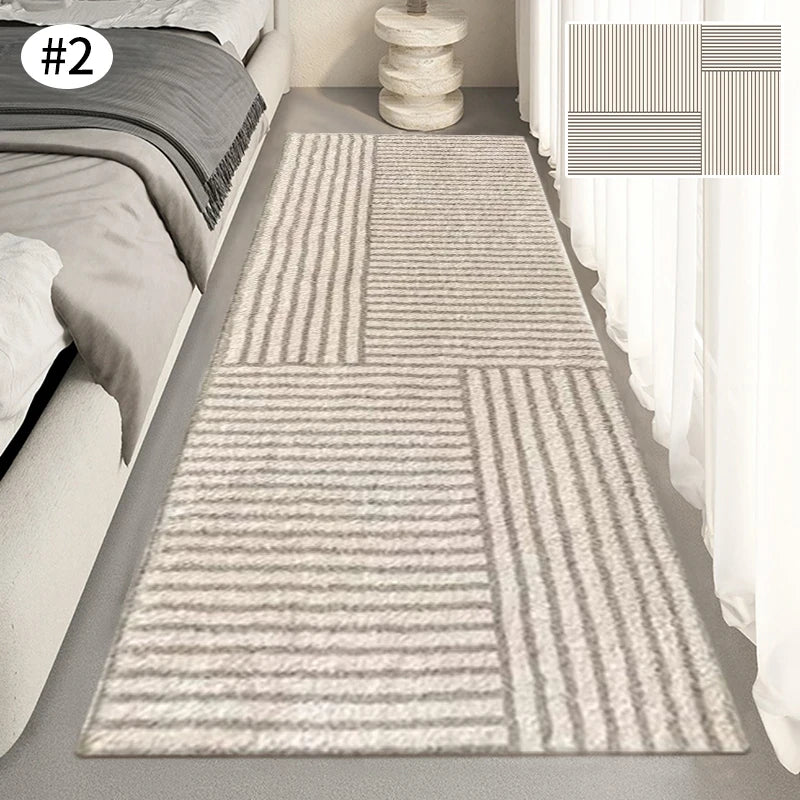 No-EN-Name-Null Modern Indoor Hypoallergenic Rectangle Shaped Persian Beige Striped Geometric Soft Fluffy Faux Cashmere Anti-Slip Bottom Fade-Resistant Non-Toxic Large Rugs/Hand Wash