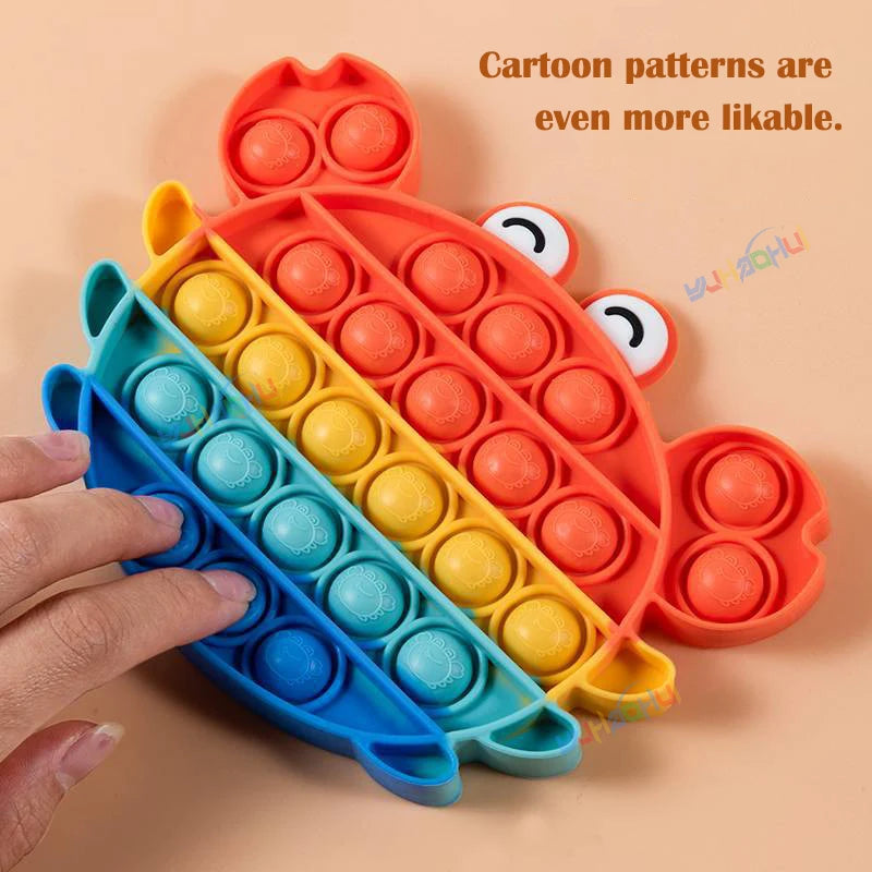 Rainbow Pop Push Bubble Fidget Sensory Toys/Colors-Rainbow/Multicolor/ Animal/Ages 3-9 Years and Older