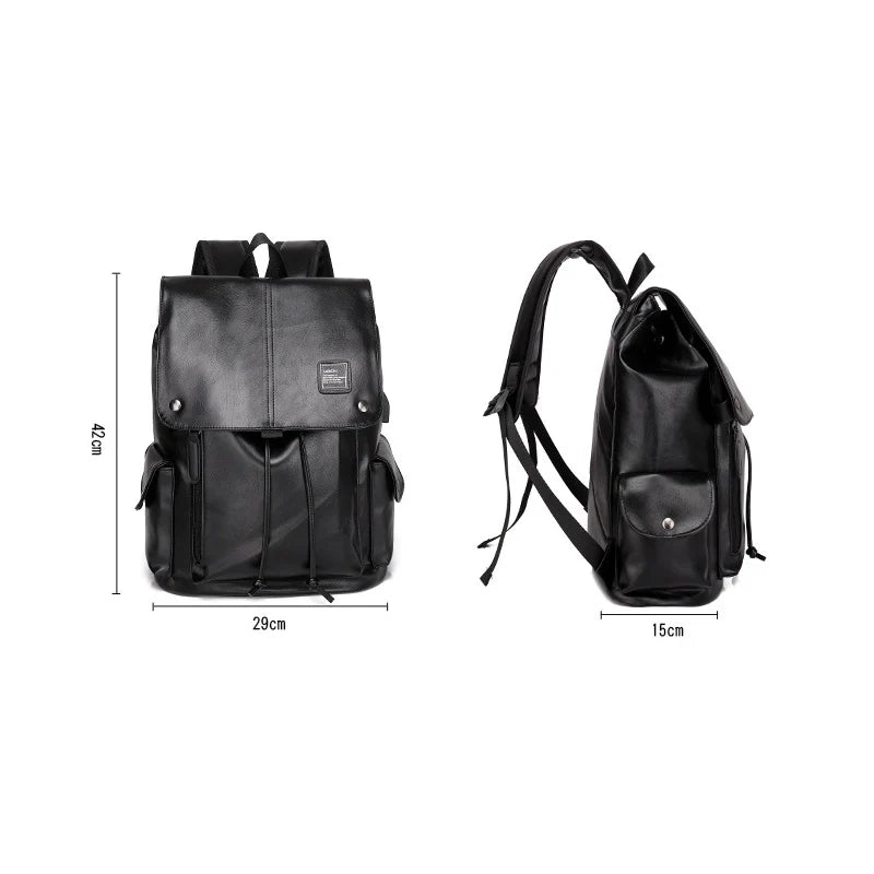 Men Softback Zipper Large Leather Polyester Backpacks/Air Cushion Belt/Soft Handle/Backpack Straps/ Silt Pockets/Laptop Compartment/Colors-Black/Brown