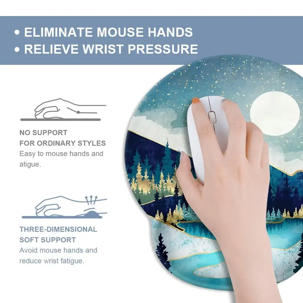 Unisex Customized Soft Non-Slip Rubber Base Wrist Rest Support Gaming Non-Toxic Laptop-Computer Mouse Pads/Colors-Blue/White