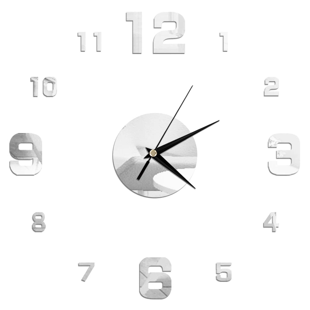 Self-Adhesive Waterproof Vapor-Proof Non-Toxic Safe Acrylic 3D Mirror Wall Clock Decals/Colors-Black/Silver/Gold