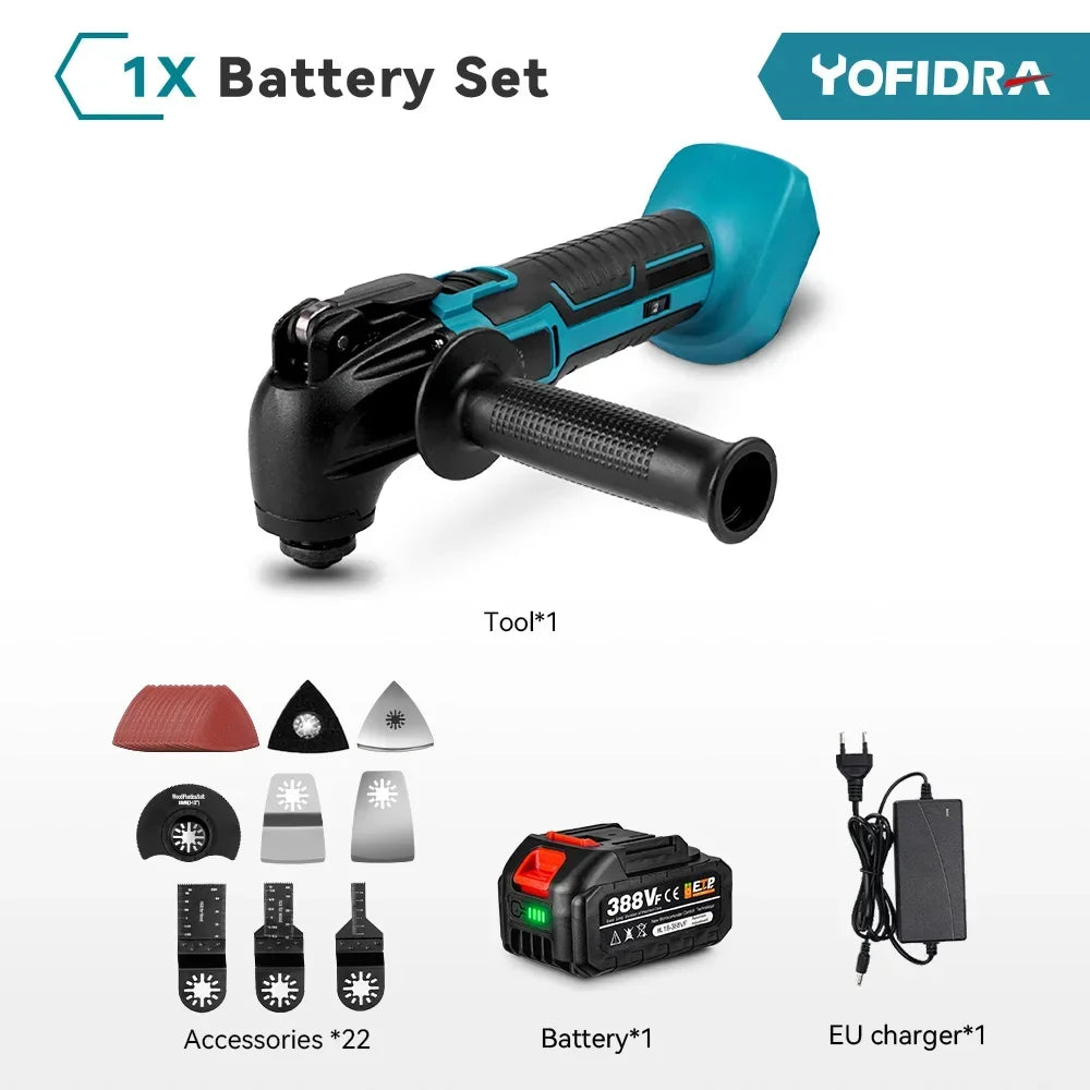 NEWBENY Outdoor Handheld Black-Blue Plastic Body Electric Rechargeable Battery-Powered Cordless Six Speed Gears Oscillating Angle Multifunction Power Tools/Colors-Black/Blue/Red/Gray/Multicolor/1-22 Accessories/2 Lithium Batteries/1 Charger