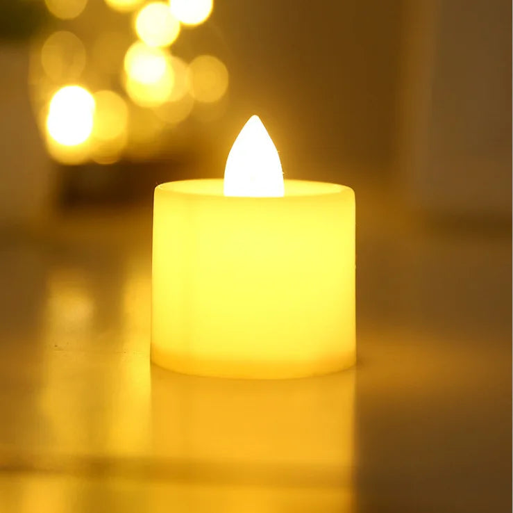 3-96 PCS Set Plastic LED Electronic Dropping Wax Small Round Tea Light Realistic Flickering Flameless Candles/Colors-White/Yellow