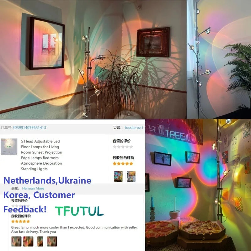 Italy Design Iron Rainbow Toughened Glass Shade Floor Lamps/Colors-Multicolor/Rainbow/Black