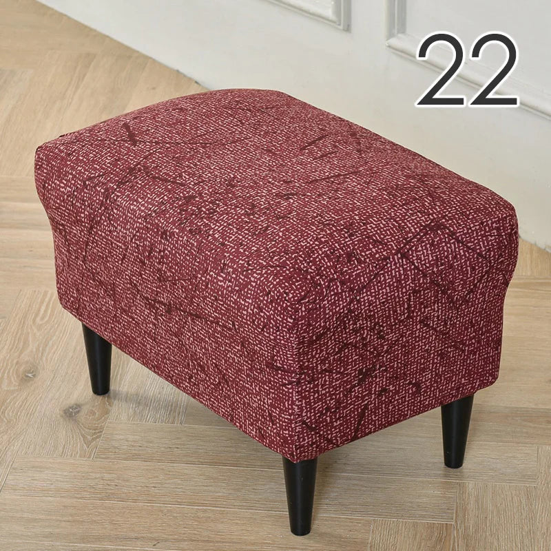 Rectangle Shaped Polyester Elastic Spandex Stretch Ottoman Slipcovers/Colors-Multicolor/Red/Floral/Black/Orange/Beige/Gray