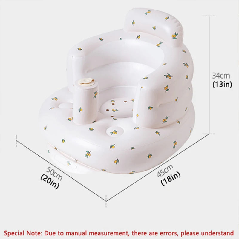 Babies PVC Cartoon Olive Flower-Bear Head Animal Print Soft Front Gear Surround Large Arc Backrest Breathable Sunk Base Built-In Air Pump Inflatable Chairs/Ages: 6 Months-3 Years Old/Colors-Floral/Animal/Dots/Multicolor