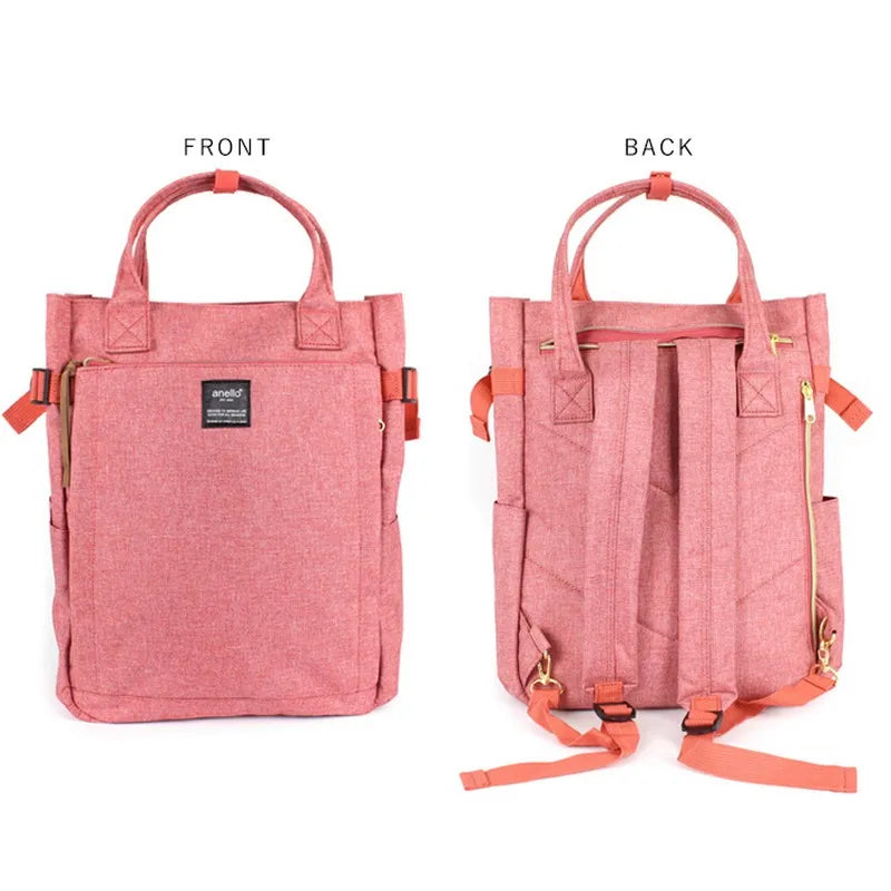 Women Softback Waterproof Polyester Zipper Nylon Backpacks/Back Straps-2 Handles/ 2 Side External Pockets-External Zipper Front Pocket/Built-In Laptop Compartment/Colors-Green/Pink/Red/Black/Gray