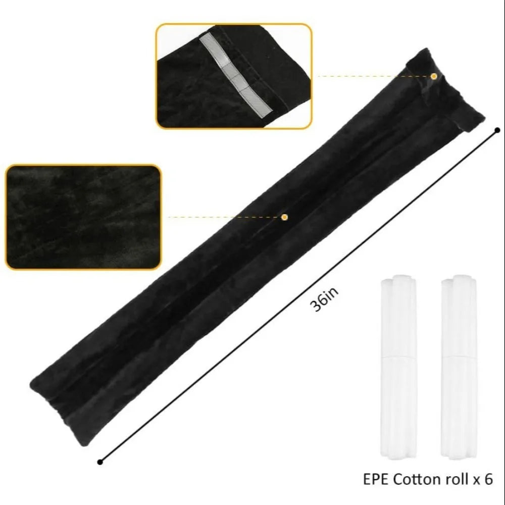 Flannel Velvet-Round Foam Cloth Under Door Draft Stoppers/Removable-Washable Cover/Cuttable Foam/Colors-Gray/Black/Brown