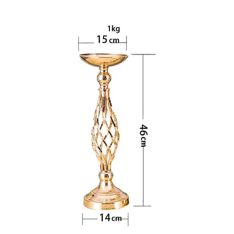 Classic Gold Plated Twisted Road Iron Cup Column-Ball Candleholders