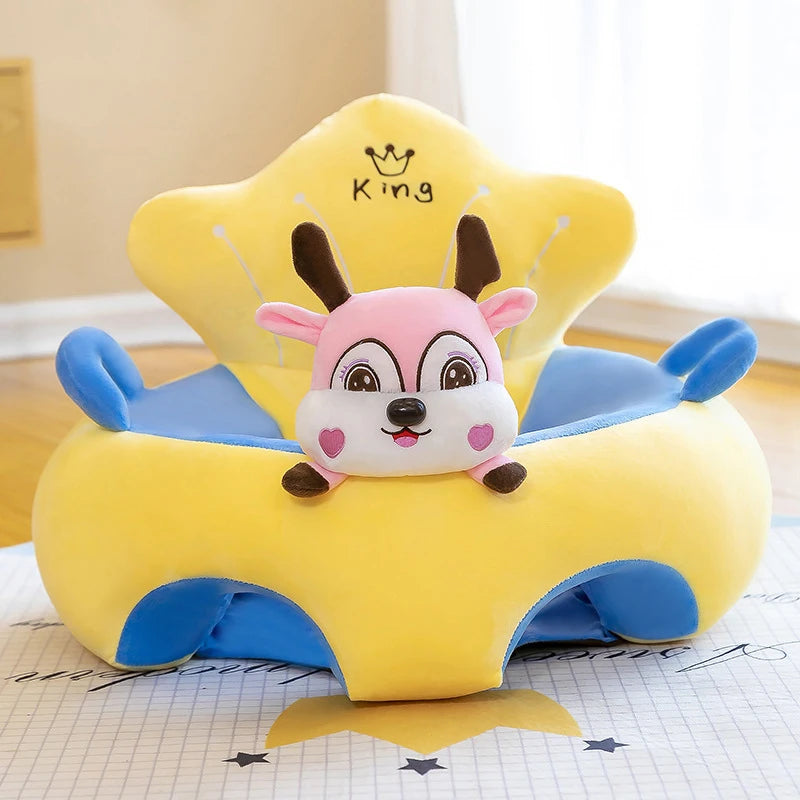 Babies Upholstered Super Soft Velvet Cartoon Animals Faces Learning To Sit Comfortable Plush Chairs/Ages: Fits 3 Months-2 Years Old/No Filling/Colors-Animals Multicolor