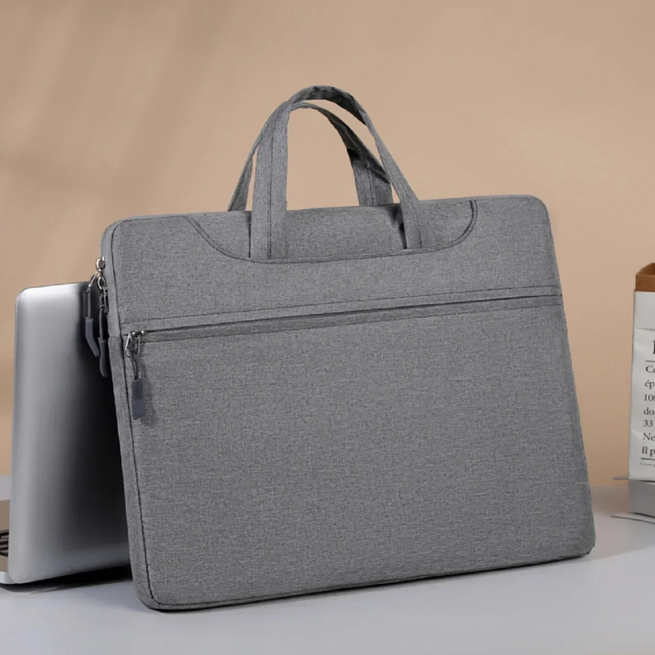 Men Briefcase Front Zipper Nylon Bags /Straps-Handle/ 15.6 inch Laptop/Multi-Pocket Design/Felt Lining/Laptop Compartment/Colors-Pink/Gray/Blue/Black