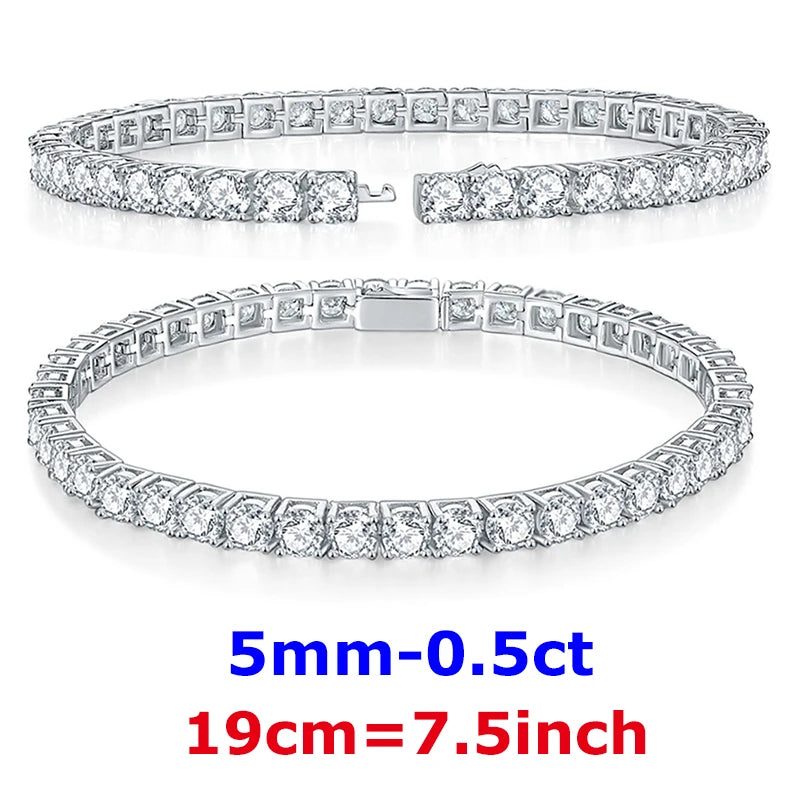 DJMAX 3-6.5mm Full Moissanite Tennis Bracelet For women Original 925 Sterling Silver Man's Moissanite Tennis Chain New 2023