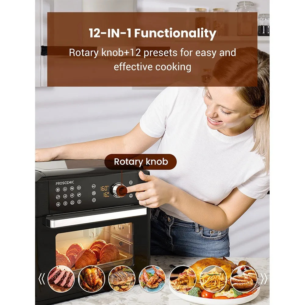 Proscenic Glass See-Through Window Door 12-In-1 Large Non-Stick Air Fryer Oven
