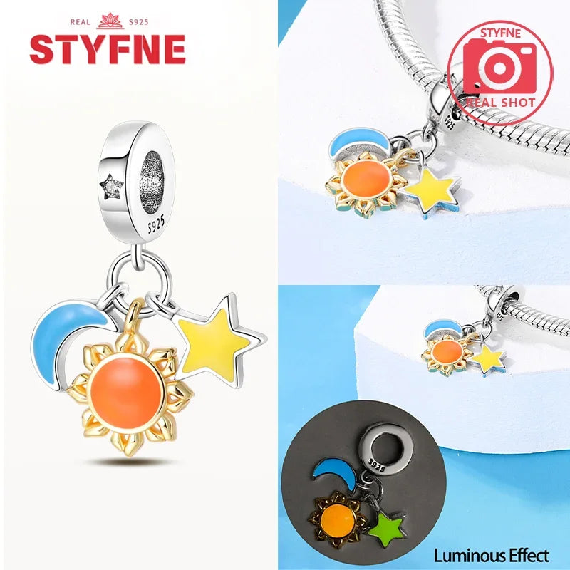 925 Sterling Silver Firefly Charms Glow in The Dark Pendant For Original Bracelet for Women fine Jewelry Love Gifts Diy