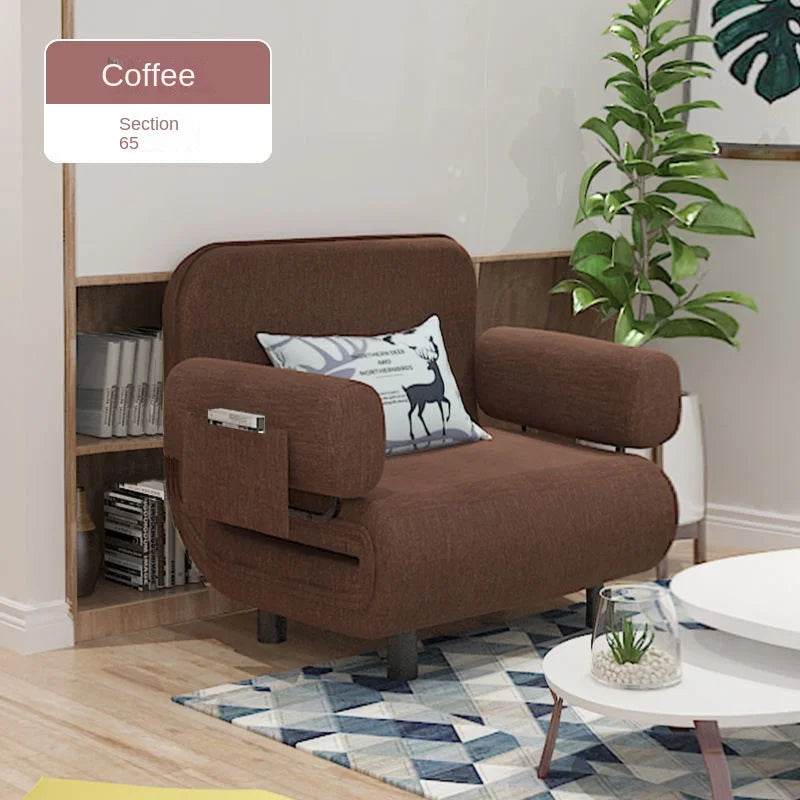 ZISIZ Modern Medium Soft Firm L-Shaped Back Folding Support Soft Touch Blue Flannel Hemp Fabric Armrests Sponge Cushions One Large Side Storage Bag Hidden Zipper Corner Sofa Beds Couches /Colors-Brown/Gray/Khaki/Blue/Green