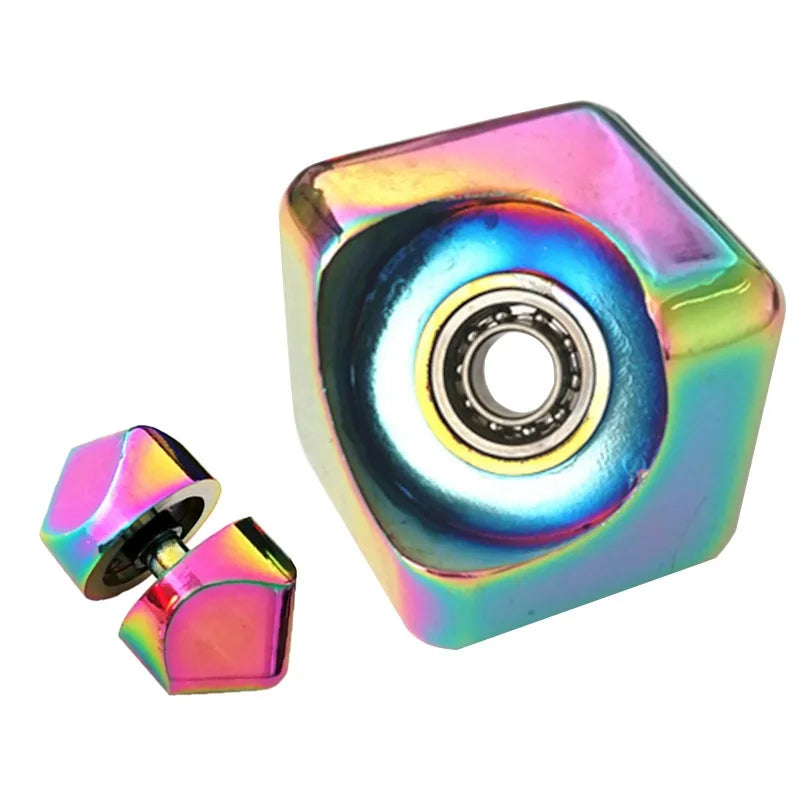 Precision Hand-Eye Square Cube Shape Metal Spinning Top Rotating Twistable Travel Fidget Toys/Colors-Black/Red/Blue/Multicolor/Ages: 13-18 + Years Older