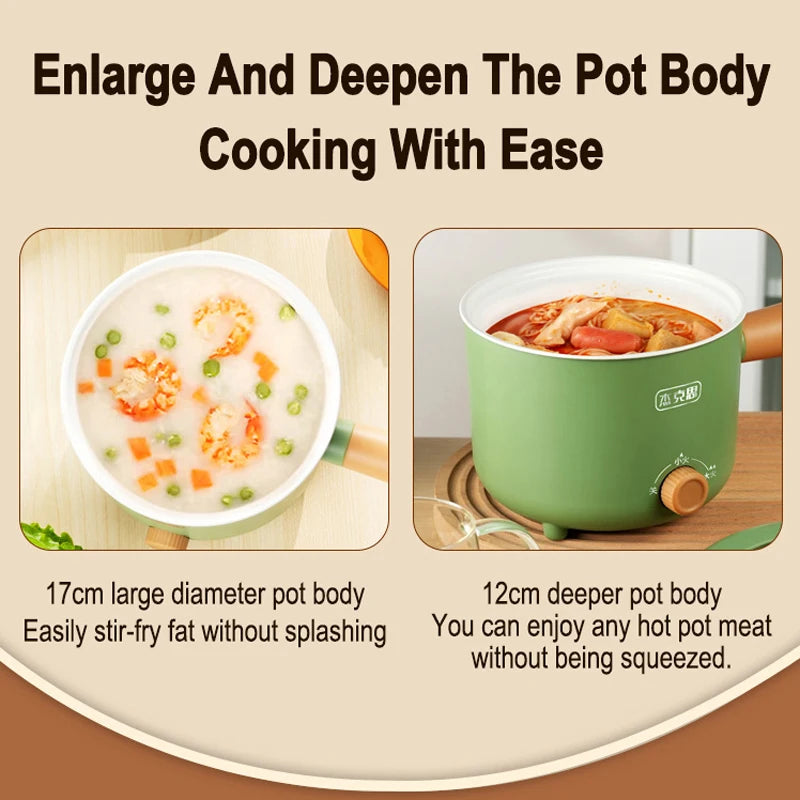 Green Non-Stick Automatic-Power Off Ceramic Stainless Steel Electric Cooker-Steamer Pots/Built-In Steam Rack/Removable Heat Insulated Handle
