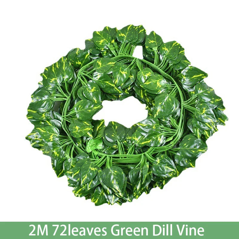 Outdoor Green 12 PCS Set Artificial Rattan Garland Non-Flowering IVY Vine Plants