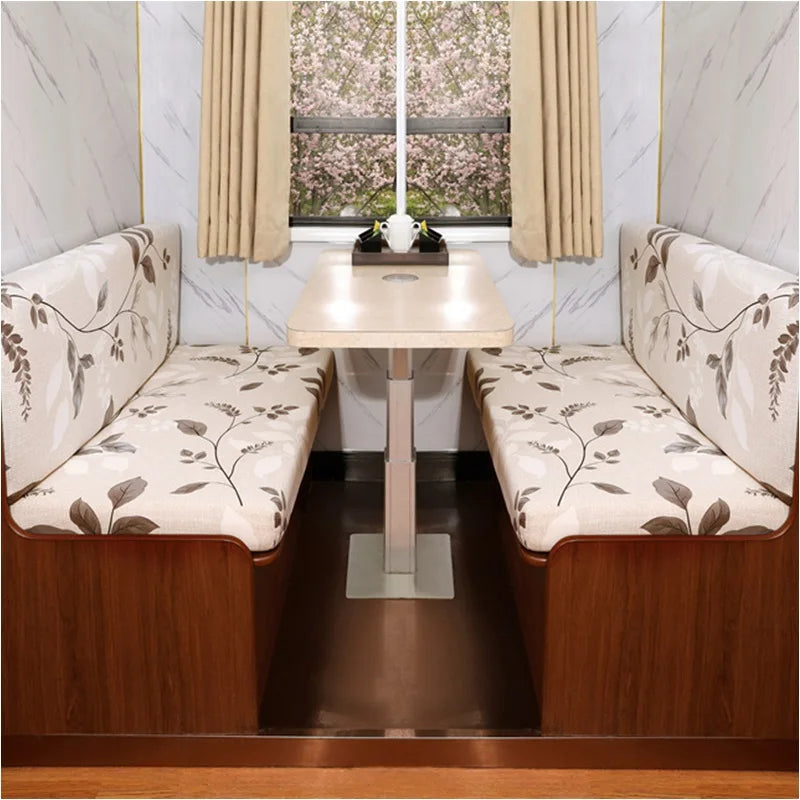 4 PCS Set Polyester Colorful Nordic Floral Flowers RV Camper Dinette Elastic Spandex Stretchy Armless Sofa Slipcovers